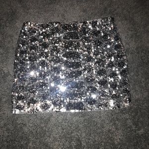 Silver sequin skirt from express